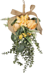 predolo Artificial Floral Teardrop Swag Silk Flower Garland Decorative Ornament Hanging Reusable Front Door Decoration Suitable for Home Decoration Gift, Orange