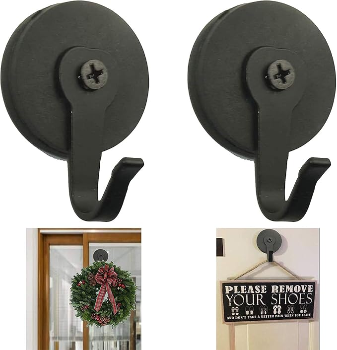 Pmsanzay Magnetic Wreath Hanger － it can be Used on Metal Door - Pack of 2