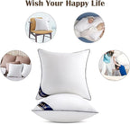 Siluvia 24x24 Pillow Inserts Set of 2 Square Throw 24 Euro Pillows with 100% Cotton Cover for Sofa, Couch, and Bed - White