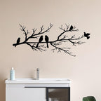 ESTART Metal Birds Wall Art, Metal Vivid Birds on Branch Silhouette Wall Decor Black Leaves with Bird Outdoor Hanging Wall Sculpture for Home Balcony Garden (Small)
