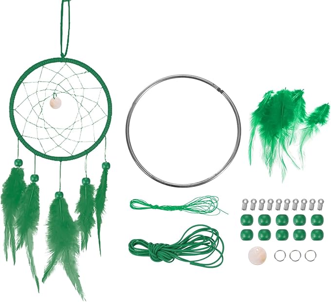 PATIKIL DIY Dream Catcher Kit, Green, 120mm / 4.7 inches, Unisex, Teen & Adult, Native American Cultural, Dream Catcher, Non-Foldable