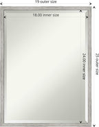 Amanti Art White Wall Mirror 25x19 Shiplap White Narrow Rectangle Bathroom Mirror for Wall Decor Living Room, Medium Cottage Wood Frame, Hangs Horizonally and Vertically, Bathroom Decor, Beveled Edge