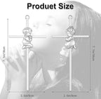 2 PCs Silver Baby Wall Cross Baptism Gifts for Boy and Girl Christening First Communion Dedication Gift for Baby Girls Goddaughter Religious Baptismal Children Crosses Gifts from Grandparents, 7in