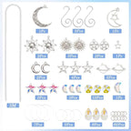 SUNNYCLUE 1 Box DIY 8 Sets Sun Moon Suncatcher Kit Sun Catcher Crystals Vintage Antique Silver Tibetan Style Faceted Ab Colors Rainbow Maker Suncatcher Kit for Birthday Summer Party Favors Gifts Adult