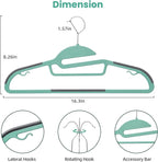 Heavy Duty Plastic Hangers 50 Pack with Non-Slip Design,0.2 Inches Thick,360°Swivel Hook Space Saving Organizer for Bedroom Closet,Shirts,Pants,Strong Enough for Coat(Dusty Blue- S Shaped)