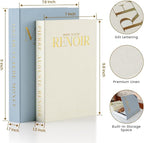 Aesthetic Decorative Books - Set of 2 Linen Fake/Faux Books Enhance Your Bookshelf, Coffee Table, Living Room, Bedside Table or Mantle, Stackable Modern Home Decor, Photo Storage and as a Keepsake Box