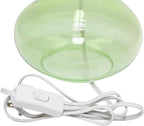 Simple Designs LT2063-GRW Glass Raindrop Table Lamp with Fabric Shade, Green with White Shade