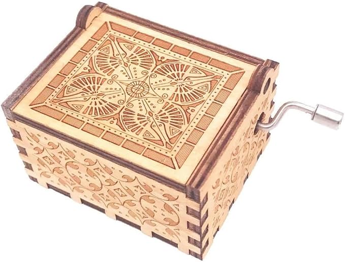 Youtang Music Box Hand Crank Musical Box Antique Engraved Carved Crafts,Play Song of Storms,Brown