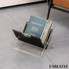 Fabulaxe 9-In Foldable Magazine Rack, Book Basket, Farmhouse Letter Organizer, File Holder ? for Living Rooms and Home Offices - Ideal as Office Desk Accessories, Desk Organizer and Newspaper holder