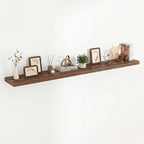 Acovy 72 Inch Floating Shelves, 3D Textured Wood Grain, 72"x9.25"x1.5" Inch Deep Floating Shelves for Wall, Wooden Shelves for Bathroom, Bedroom, Living Room, Walnut, 1 Piece