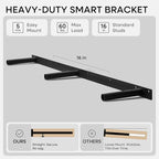 Homeforia 42 inch Wood Floating Shelf, High End Solid Natural Wood 42inch Large Floating Shelves for Wall Mounted, Unfinished Wooden Floating Shelves, Heavy Duty Bracket, 42 X 6.5 X 1.75 in, Set of 3