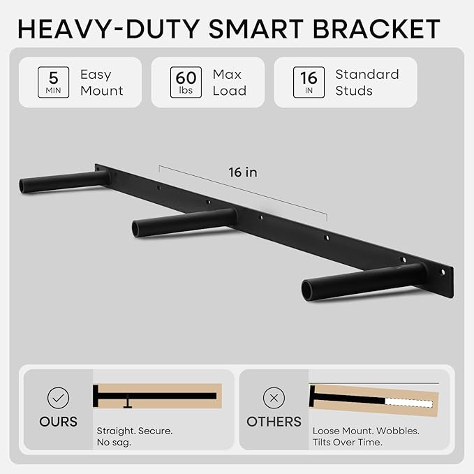 Homeforia 48 inch Walnut Floating Shelf, High End Solid Real Wood Large 48inch Floating Shelves for Wall, Dark Brown 48 inches Long Floating Shelves, Heavy Duty Bracket, 48 X 6.5 X 1.75 inch, Set of 3