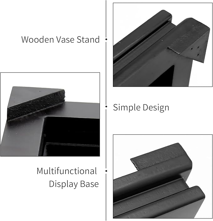 MDEOOSKY Wooden Display Stand Rectangle Wood Display Base Display Risers Rectangle Vase Riser Teapot Aquarium Lamp Base Home Decoration 5.12" W x 3.74" D x 1.69" H (Black)