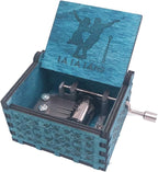 Lalaland Music Box Hand Crank Musical Box Carved Wooden,Play The Theme Song of Lalaland,Blue