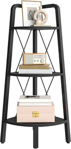 HOOBRO Corner Shelf, 3-Tier Corner Shelf Stand, 40" Tall Ladder Bookshelf, Industrial Corner Display Shelf Plant Stand for Living Room, Kitchen, Home Office, Black BB143CJ01