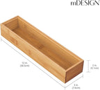 mDesign Slim Wooden Bamboo Drawer Organizer - 12" Long Stackable Storage Box Tray for Kitchen Drawers/Cabinet - Utensil, Silverware, Spatula, Flatware Holder - Echo Collection, 2 Pack, Natural Wood