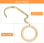 uxcell 4 Inch Scarf Ring Hanger, Scarf Organizer Holder Wooden Circles Rings Hanging Hook for Belt Tie Scarf, 10cm Length Hook (Gold)
