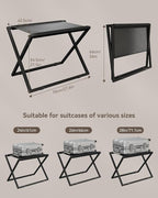 IBUYKE Luggage Rack for All Suitcase Sizes,Foldable Suitcase Stand,Metal Luggage Holder,Easy to Assemble for Bedroom Living Room Hotel,Black TLR001B