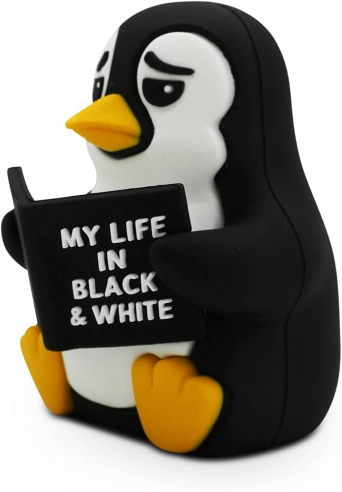 Little Readers – Cute Figurines for Bookshelves, Desks, Terrariums & Home Decor – Book-Loving Animal Statues - Penguin