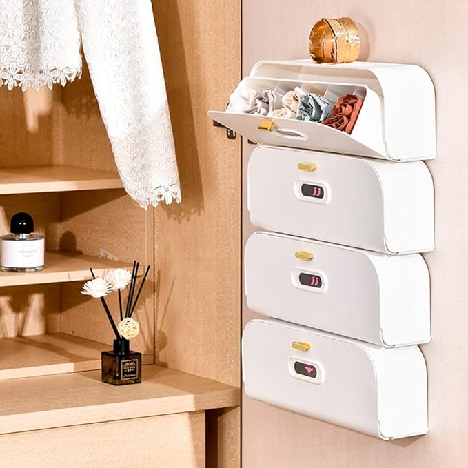 Underwear Socks Storage Box, Multifunctional Storage Box, Plastic Wall Mount Underwear Drawer Organizer, Can Be Used to Store Underpants, Socks, Ties