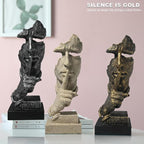 fazhongfa Thinker Statue - Silence is Gold Modern Decor Creative Abstract Art Figurine Resin Sculptures Decoration Room Home Study Office Figurines for Desktop Shelf Table Ornament (Bronze)