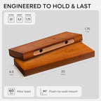 Homeforia 20 inch Floating Shelf Oak, High End Solid Real Wood 20inch Long Floating Shelves for Wall Mounted, Honey Oak Wooden 20in Floating Shelves, Heavy Duty Bracket, 20 X 6.5 X 1.75 inch, Set of 2