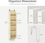 Lifewit 1 Pack Over the Door Organizer, Clear Window Hanging Storage with 4 Side Pockets, Anti Tilt 40 lbs Load Behind Door for Pantry, Nursery, Bathroom, Bedroom, Dorm, 6 Section, Beige