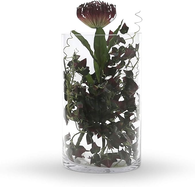 WGV Cylinder Vase, Width 7", Height 12", Clear Wide Large Diameter Flower Glassware, Floral Container, Planter Terrarium for Wedding Party Event, Home Accent Decor, 1 Piece