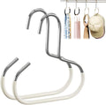 Durable Steel Hangers: Maximize Closet Space with Versatile Storage, Non-Slip Stainless Steel Clothes Rack Organizer for Hats, Ties, Scarves, Clothes (2, White)