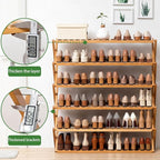 Bamboo Shoe Rack,Portable Folding Shoe Storage Rack,Without Installation Shoe Organizer for Corridors, Bedrooms and Other Spaces (3 Tier)
