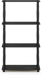 Furinno TURN-N-TUBE Storage Shelves, 4-Tier Book Shelf, Corner Shelf, Toolless Open Shelves, Classic Tubes, for Organization and Storage, Living Room, Home Office, Americano
