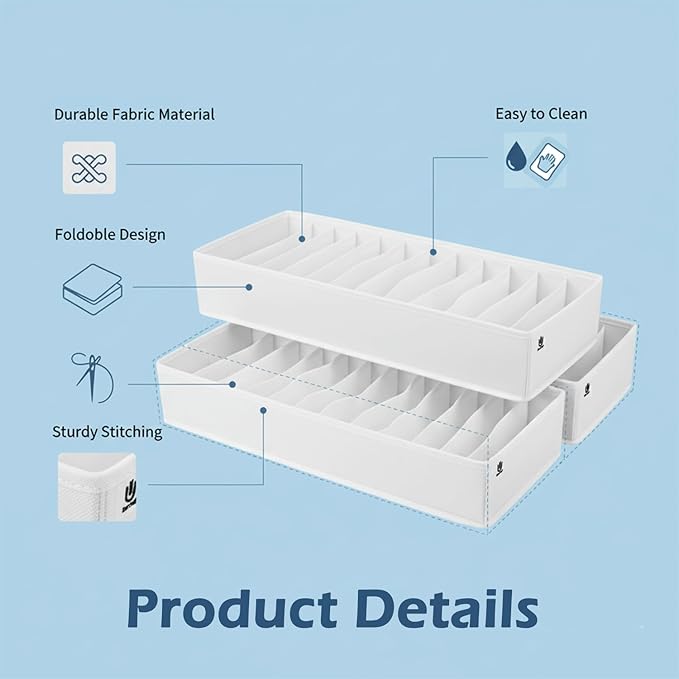 Drawer Organizer Clothes -3 Pcs T shirt Organizer Multipurpose Dresser Drawer Organizer for Adults & Kids, Closet Foldable 12 Cells per Organizer - Closet Organizers & Storage, Shirt Folder - White