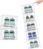 US 15 XXL 6 Pack Shoe Storage Box, Shoe Boxes Clear Plastic Stackable, Shoe Container for Organizing Sneaker and Basketball Shoes (XL CLEAR 6 PACK)