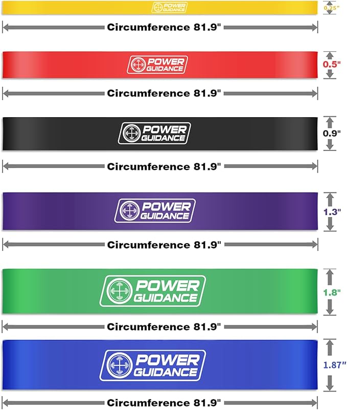 POWER GUIDANCE Resistance Bands, Set of 5 Pull Up Bands, Pull Up Assistance Bands, Exercise Bands, Resistance Bands Set for Legs, Working Out, Muscle Training, Physical Therapy, Shape Body
