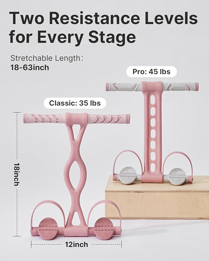 YOTTOY Pedal Resistance Band, Thick Elastic Tension Rope with Handles, Sit-Up Pull Rope Fitness Equipment for Leg, Arm, Abs, Waist, Home Gym & Yoga Training
