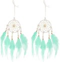 uxcell 2pcs Dream Catchers, Small Handmade Feather Dreamcatcher Supplies Car Charm with Crystal Beads Wall Hanging Decor for Home Car Decoration Ornament Women Friend Gift, Green