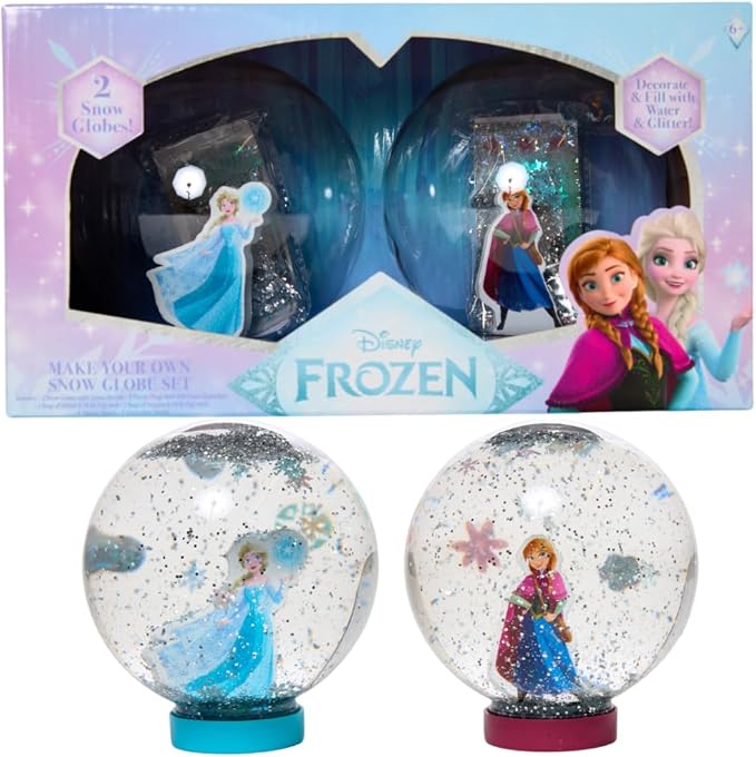 Disney Frozen Snow Globe Kit, DIY Snow Globe, Includes 2 Globes, Glitter, Sequins, Stickers – Elsa and Anna