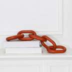 HMASYO Brown Wood Chain Link Decor, 5-Link Wooden Decorative Chain Home Decor Accents, Coffee Table Decor, Shelf Decor Aesthetic, Modern Bookshelf Table Decorative Objects for Living Room