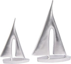 Modern Sculptures Home Decor, Silver Sailboat Decor Ornament, Boat Decorations Statue Decor, Art Sculptures and Statues, Sailboat Gifts Home Office Bathroom Shelf Decor Nautical Decor (2 Pack)