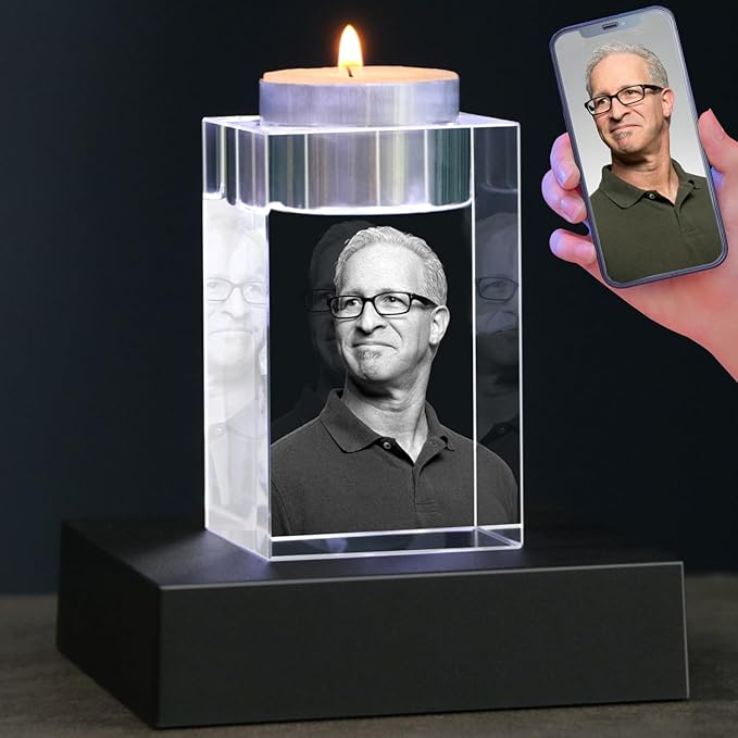 3D Crystal Photo,Personalized Memorial Gifts for Men Women Dad Husband,Custom Birthday,Anniversary Keepsake,Personalized 3D Picture in Crystal