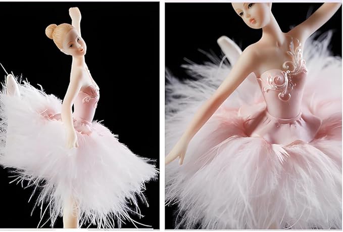 Briskfeel Enchanting Ballerina Music Box Ballerina Rotates with Mechanical Movement - Swan Lake Melody, Feathered Tutu Musical Box for Elegant Home Decor and Gift (Pink Ballet)
