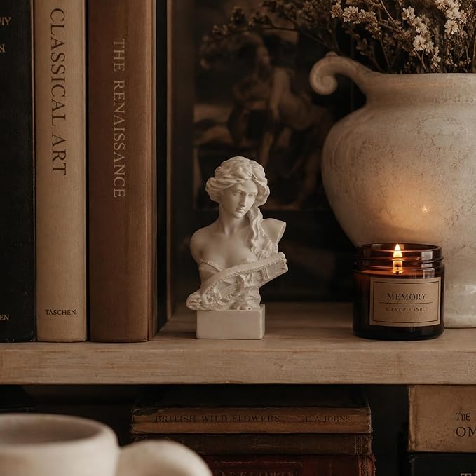 Resin Bust Statue 2.95 Inch Plaster Figurines Mini Home Decoration Sculpture White for Art Hobbyist-Artemis, Home Decoration