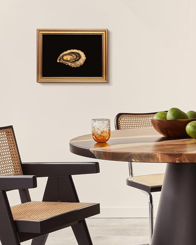 VIYYIEA Vintage Gold Framed Wall Art for Living Room, Oyster Canvas Prints Home Decor, Oil Painting Picture, Bedroom Wall Decor Gifts for Friends or Family -【Oyster】-(16L x 12W)