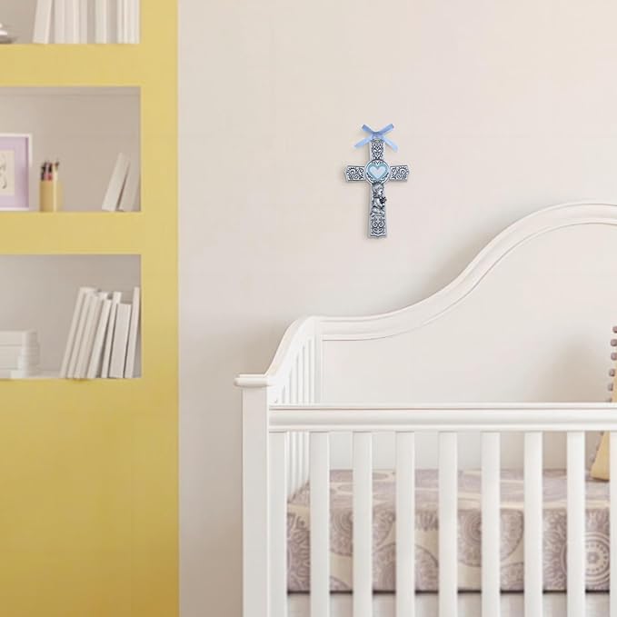 KOMI Baby Catholic Wall Cross 6Inch Baptism Gifts For Boys Religious Wall Decor Catholic Baptism Gifts First Holy Communion, Baby Dedication Gift, Recuerdos Para Bautizo