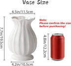 White Ceramic Vase, 7.8 Inch Flower Vase Home Decor Modern Decorative Vases for Bouquet, Unique Vases for Farmhouse Living Room Cabinet Table Centerpieces Wedding Decorations