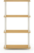 Furinno Turn-N-Tube 4-Tier Multipurpose Shelf Display Rack, Round Tubes, Blonde Maple/White