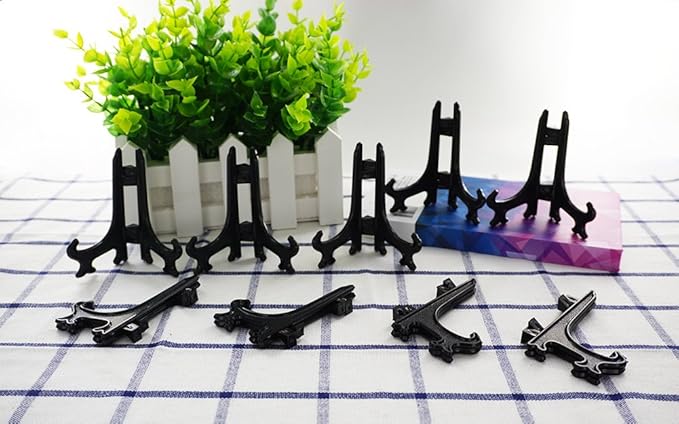 Artliving 3" Black Plastic Stand Cookie Holder Display Stand Place Card Holder Display Easels at Weddings, Birthday Party(24 Pack)