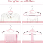 BAGAIL Plastic Hangers 50 Pack with Non-Slip Design,0.2 Inches Thick, 360°Swivel Hook Space Saving Organizer for Bedroom Closet,Shirts,Pants(Pink- S Shaped)