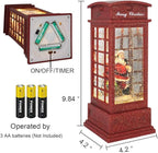 Wondise Snow Globe with Timer, Battery Operated Telephone Booth Snow Globes Spinning Water and Swirling Glitter (Santa)