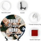 AKAISOEDN Custom Photo Ceramic Decorative Plates with Photo Logo Text Personalized Bone China Decorative Plate for Wall Hanging Living Room Bathroom Decor, Custom, 10in